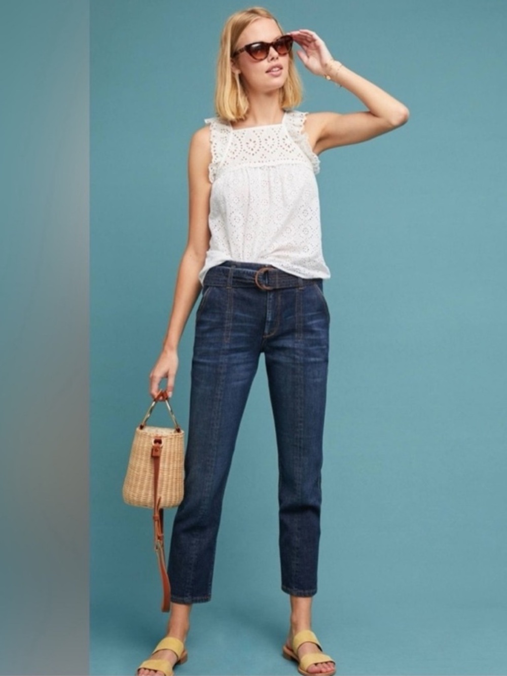 Pilcro and the Letterpress High Rise, Slim/Straight Leg, Belted Jeans  - Size 30